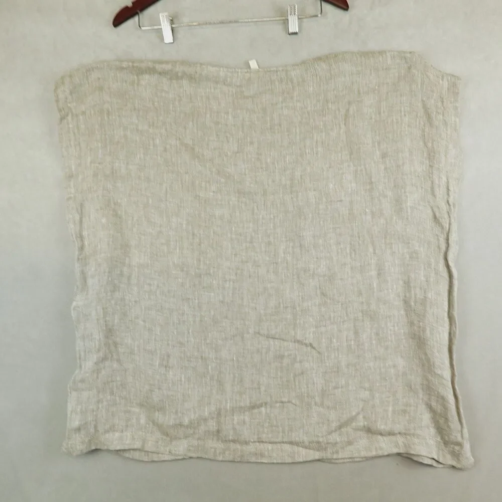 Eileen Fisher Tunic Organic Linen Square Top Boxy Fit Beige Size Small
